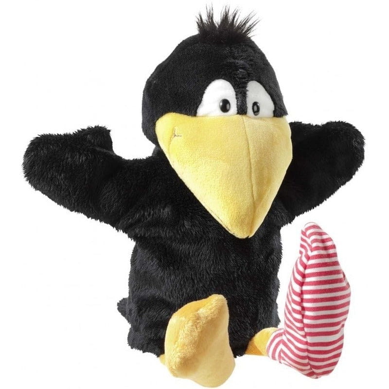 heunec handpop Kleine Raaf - pluche - 36 cm - zwart - poppenkast