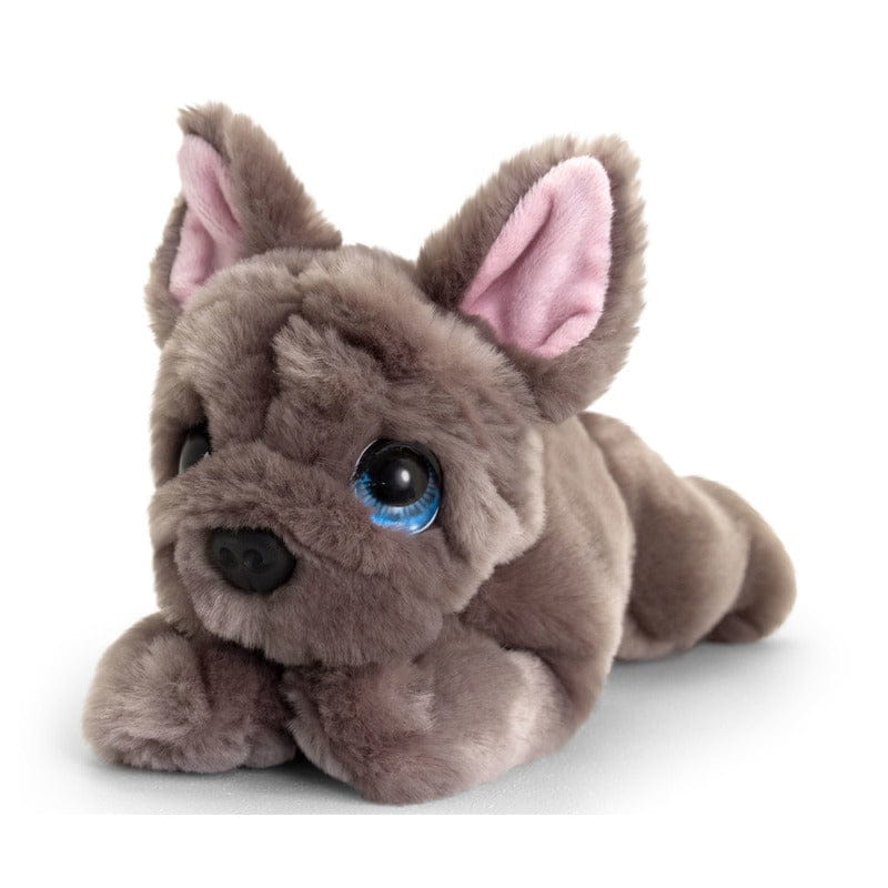 Keel Toys Franse bulldog knuffel - pluche - grijs - 25 cm