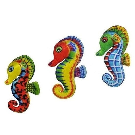 Set van 3 zeepaardjes knuffels - 27 cm - geel rood groen