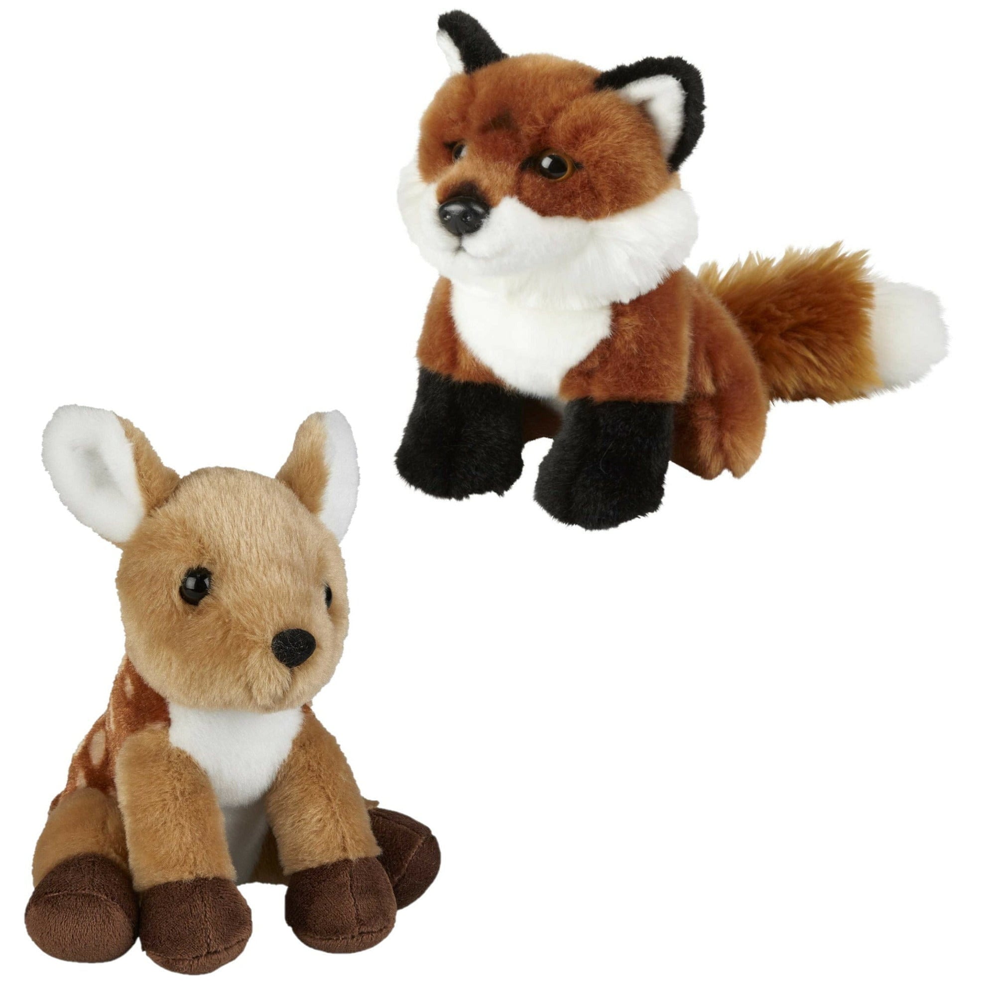 Ravensden knuffeldieren set - vos en hertje - pluche - 18 cm