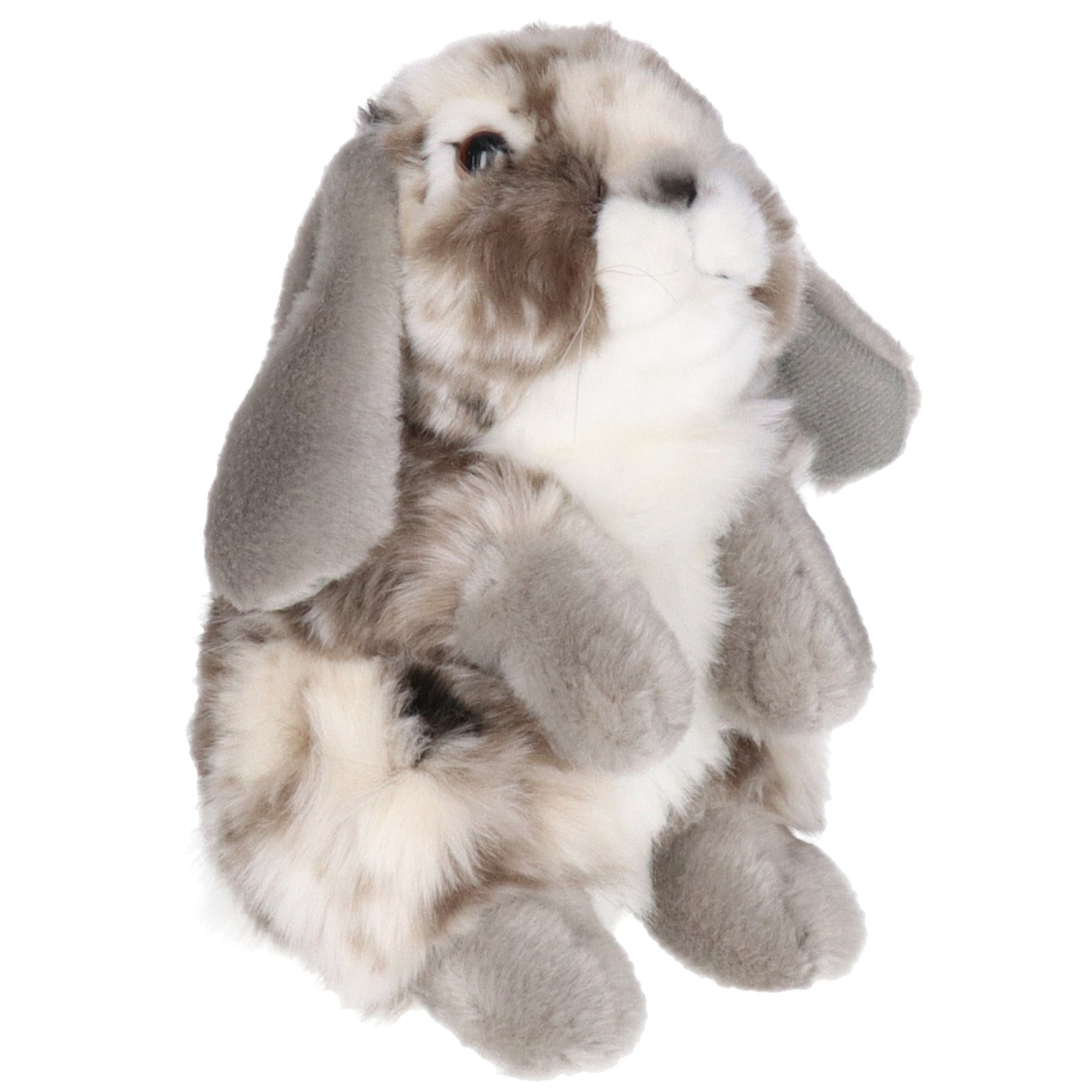 Living Nature konijn knuffel - grijs - pluche - 19 cm - hangoor