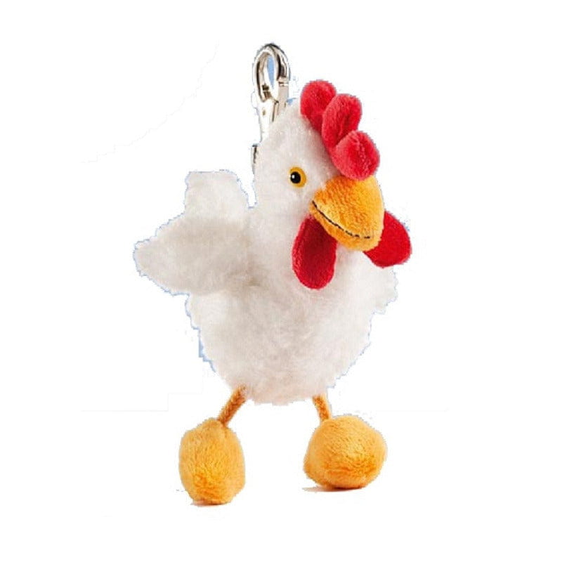 Pluche kip knuffel sleutelhanger - pluche - 12 cm - clip