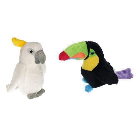 Set van 2 tropische vogel knuffels - pluche - toekan en kaketoe