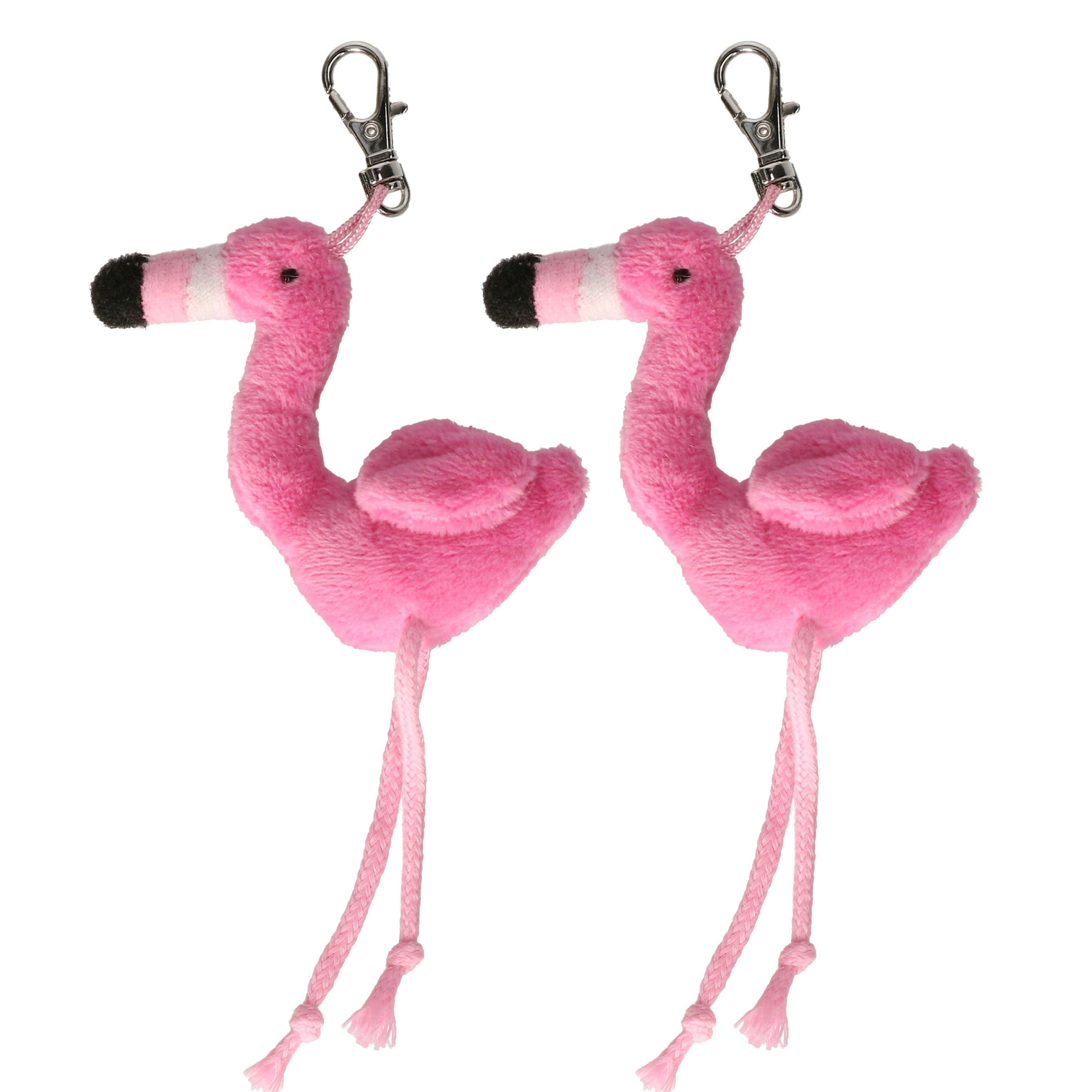 Flamingo sleutelhanger - pluche - roze - 6 cm - 2x