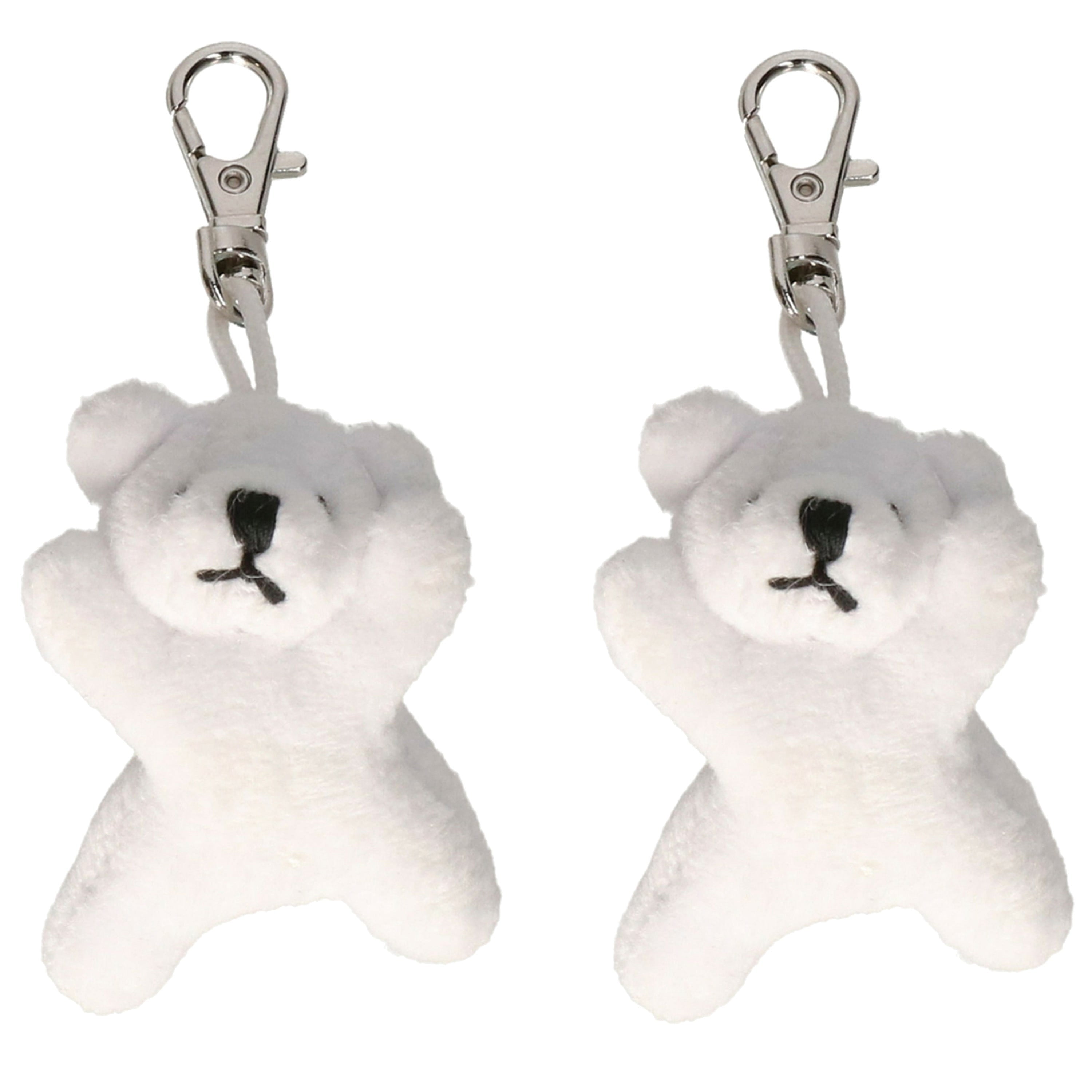 Nature Planet ijsbeer knuffel sleutelhanger - pluche - wit - 6 cm - 2x