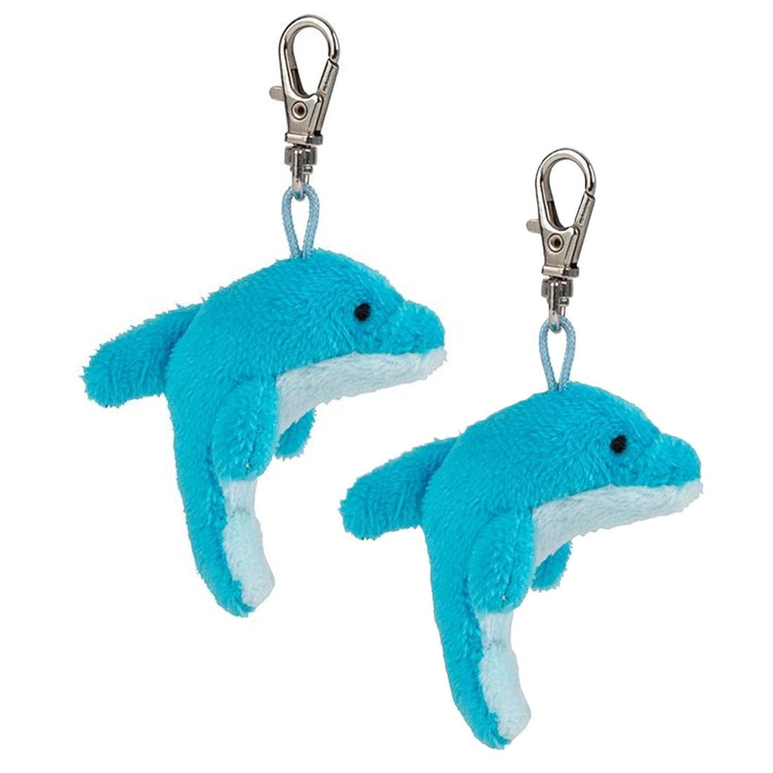 Nature Planet dolfijn knuffel sleutelhanger - pluche - 6 cm - blauw