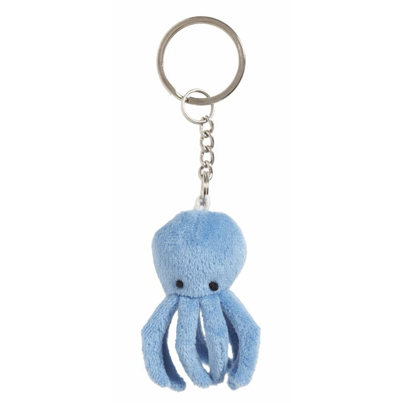 Nature Planet pluche octopus knuffel sleutelhanger - 8x - 6 cm - blauw