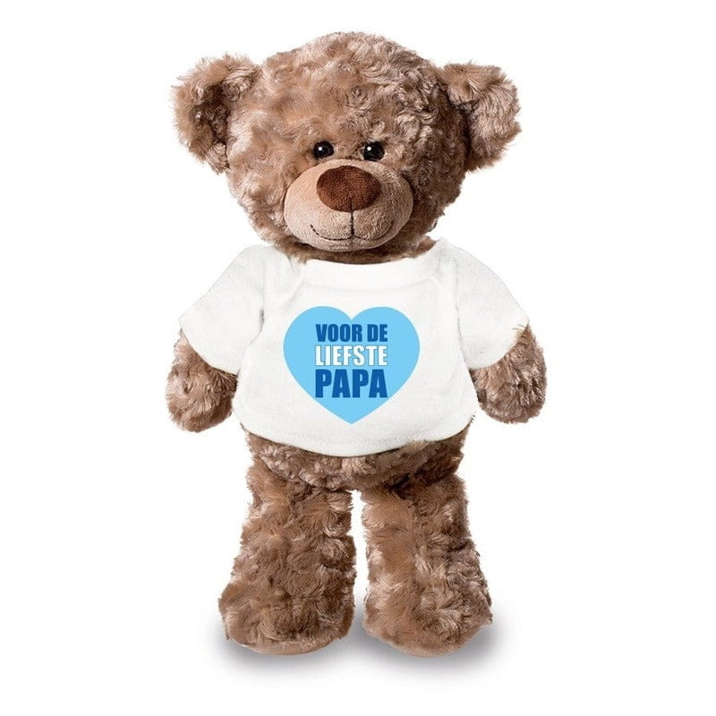 Knuffel teddybeer papa - pluche - 24 cm - met shirt