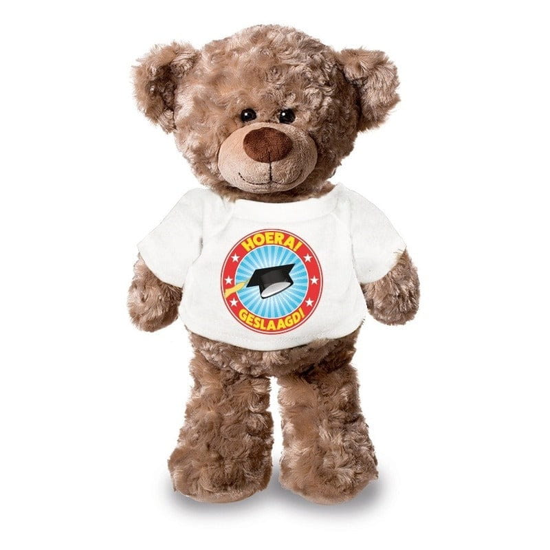 Geslaagde teddybeer knuffel - pluche - 24 cm - shirt
