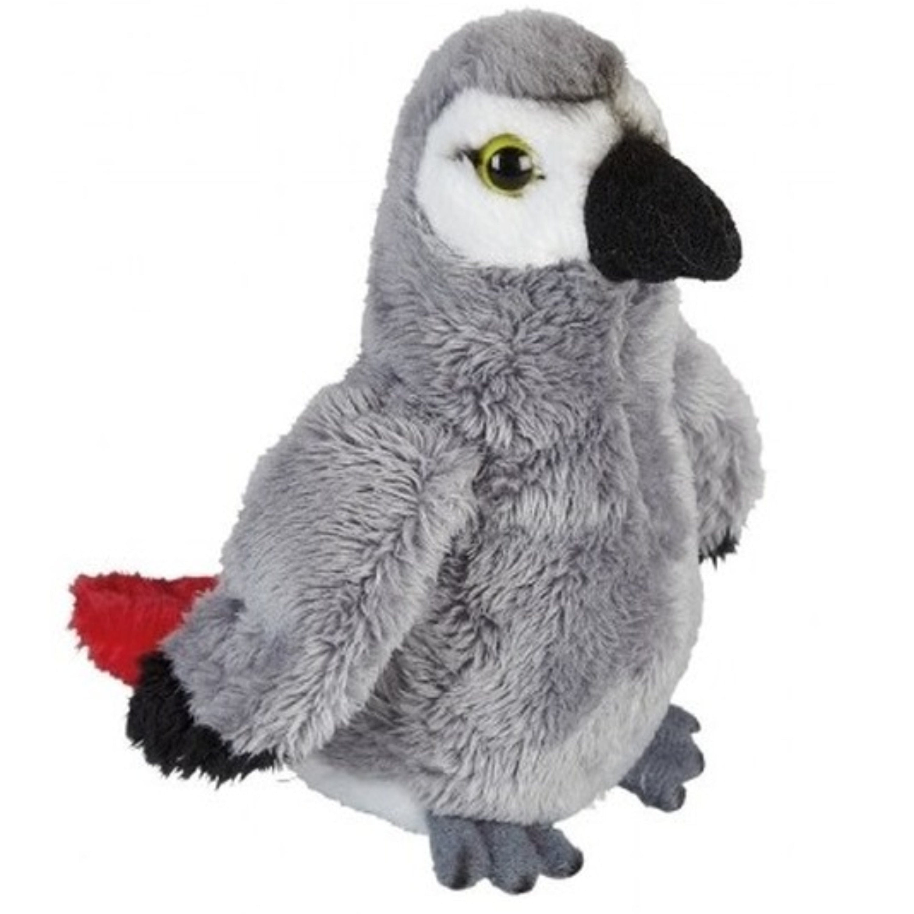Grijze roodstaartpapegaai knuffel - pluche - 15 cm - vogel