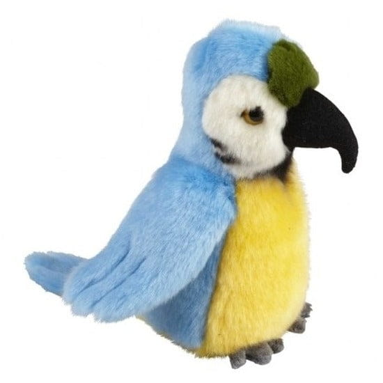 Blauw/gele ara knuffel - pluche - 18 cm - papegaai