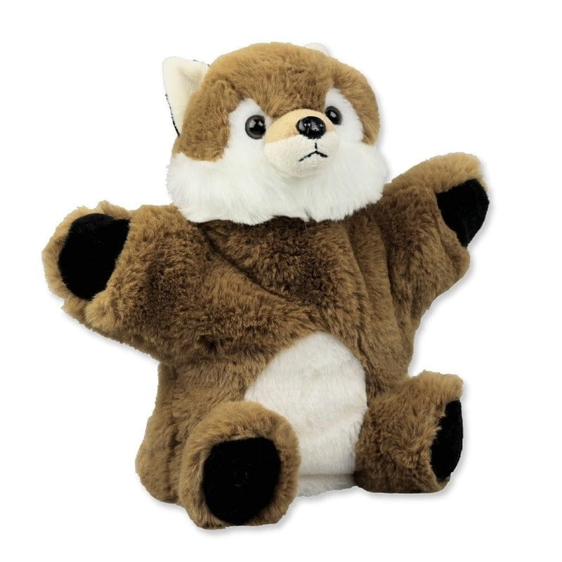 Pluche vos handpop - knuffel - 22 cm - bruin