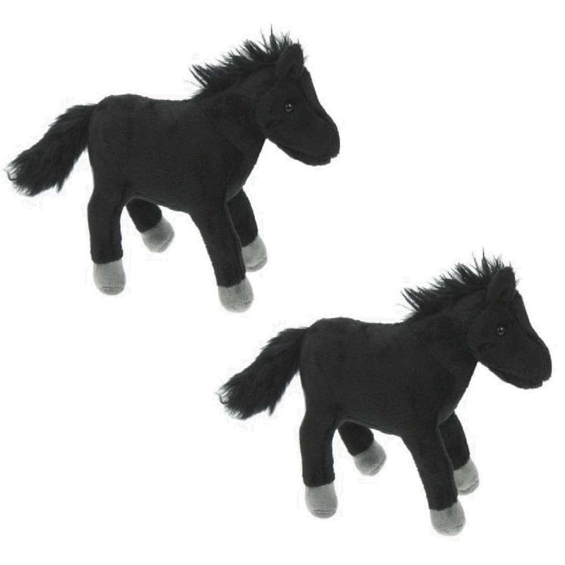 Cornelissen paarden knuffel - pluche - zwart - 25 cm - 2 stuks