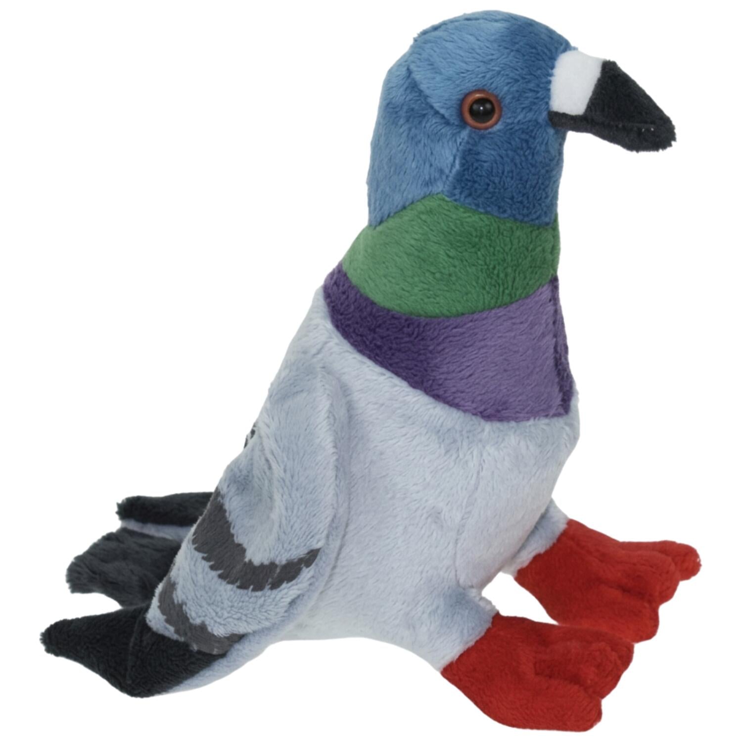 Knuffel duif - pluche - 19 cm - gekleurd - vogelknuffel - duiven - knuffeldier