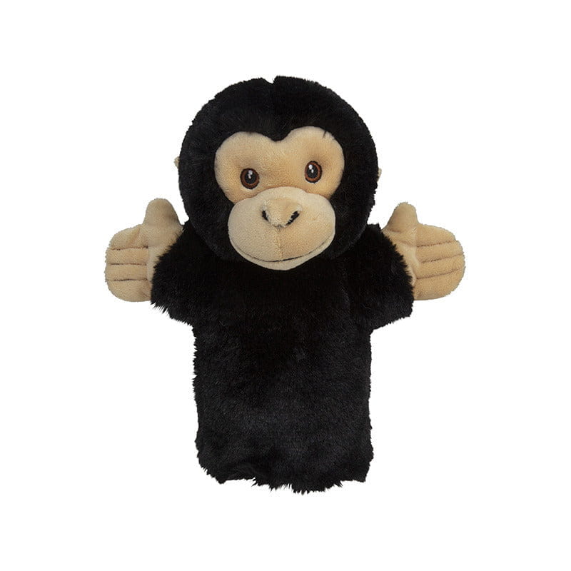 Speelgoed handpop aap - pluche - zwart - 23 cm