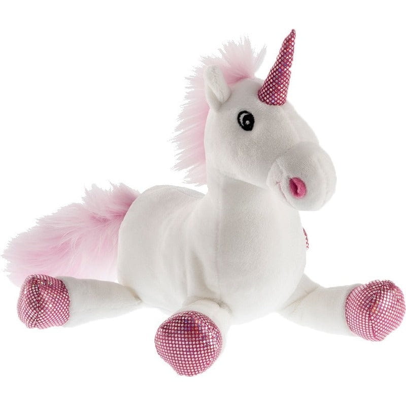 Pluche eenhoorn knuffel - wit/roze - 38 cm - speelgoed