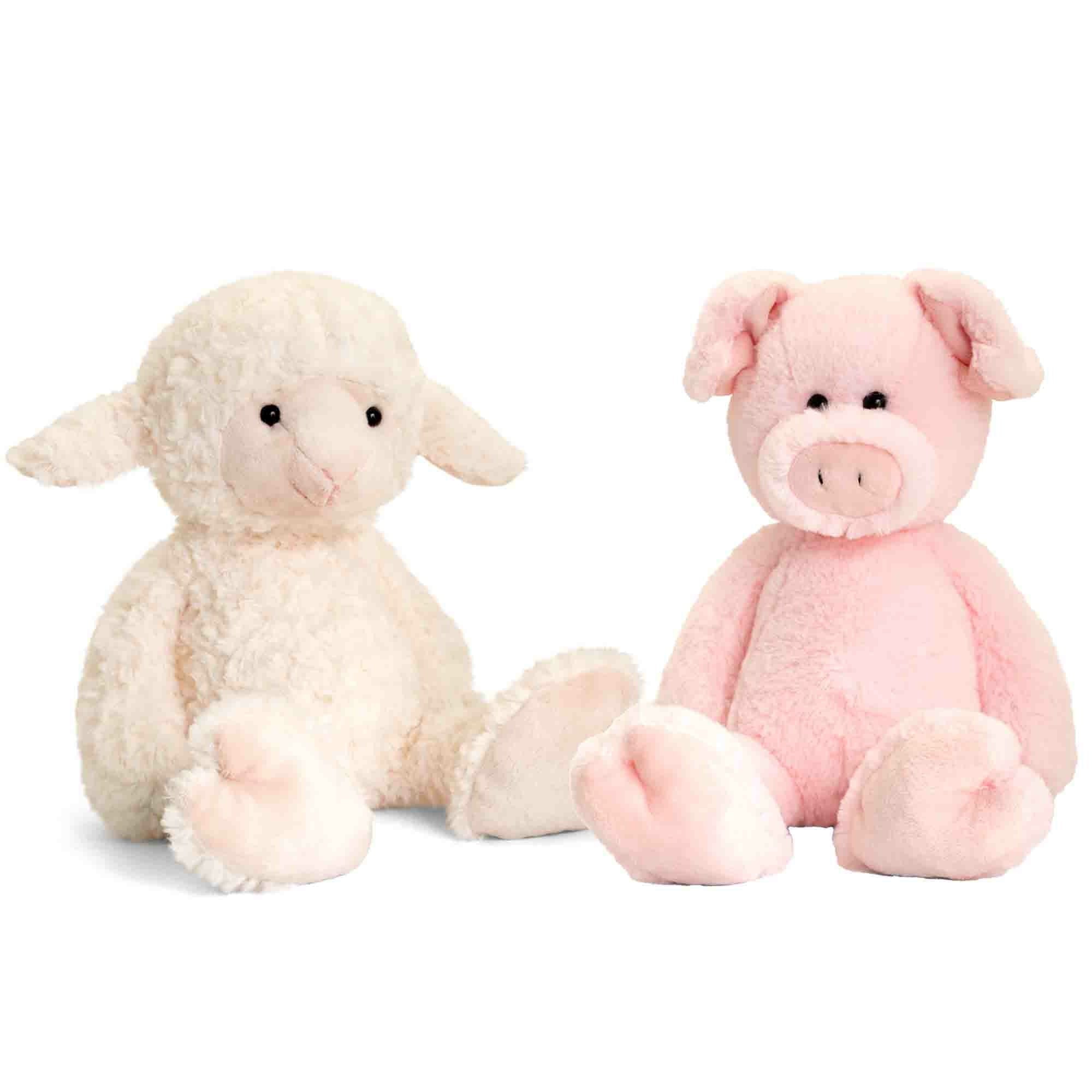 Pluche varken en lammetje knuffel - boerderij vriendjes - 18 cm