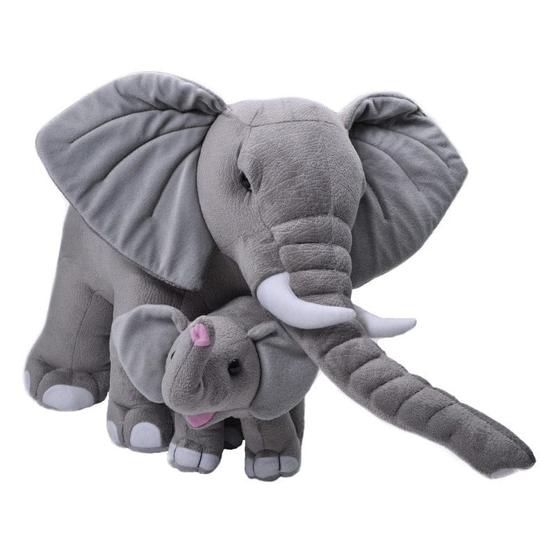Pluche olifant met kalfje - grijs - 76 cm - knuffel