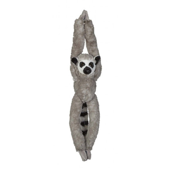 Ringstaart maki knuffel - pluche - grijs - 65 cm - hangend