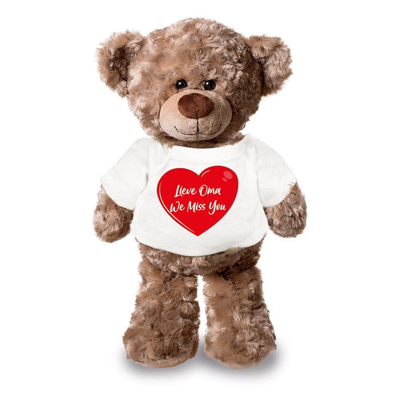Knuffel teddybeer oma - pluche - 24 cm - met shirt - cadeau