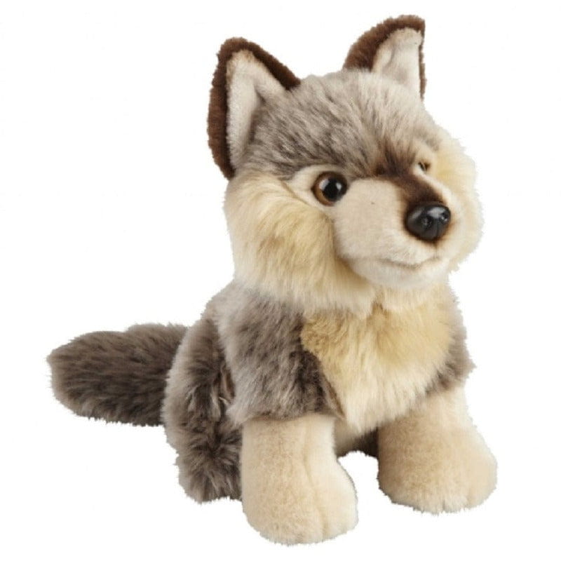 Pluche wolf knuffel - grijs - 18 cm - dierenknuffel