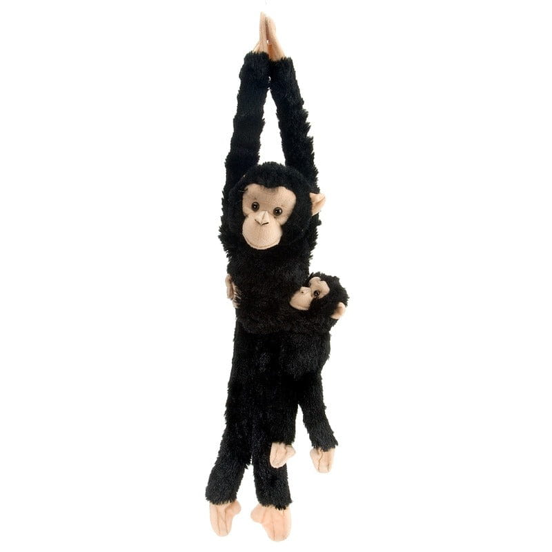 Wild Republic hangende aap knuffel - pluche - zwart - 53 cm