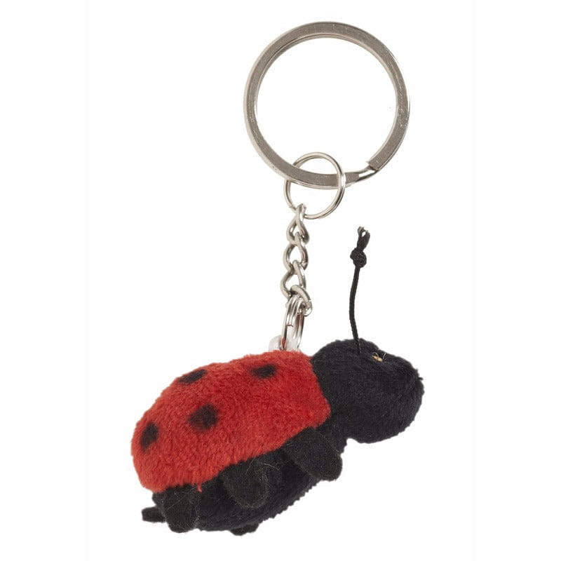 2x pluche lieveheersbeestje knuffel sleutelhanger - 6 cm