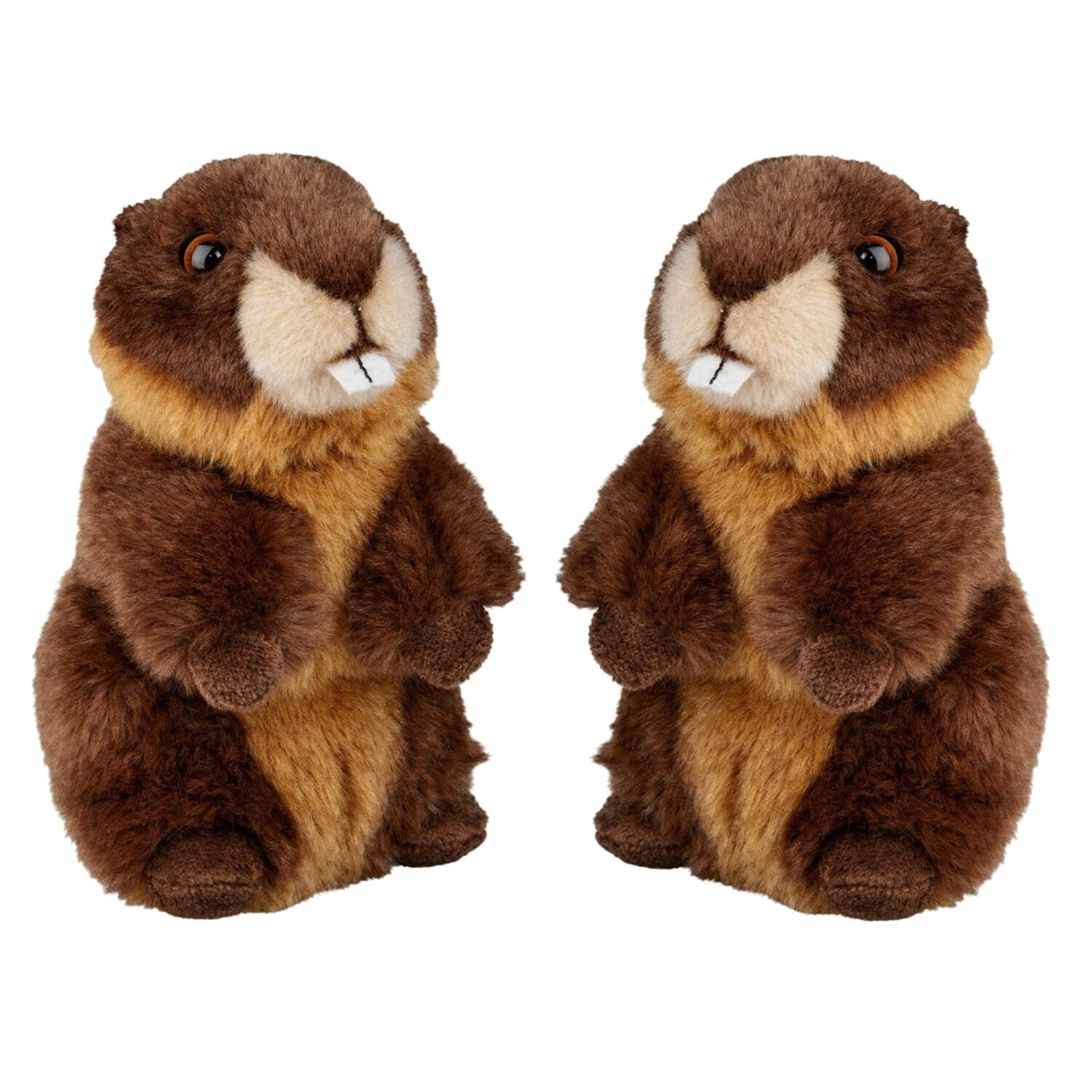 Ravensden bever knuffels - pluche - 18 cm - bruin - 2 stuks