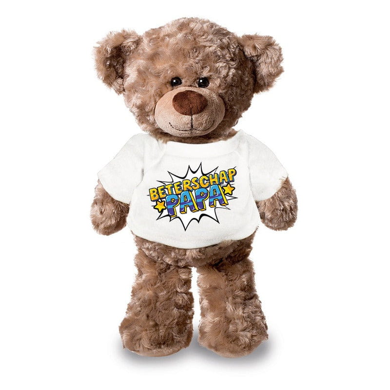 Knuffel teddybeer beterschap papa - pluche - 24 cm