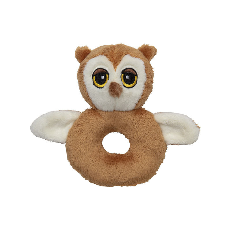 Nature Planet uil baby rammelaar - pluche - 10 x 15 cm - speelgoed