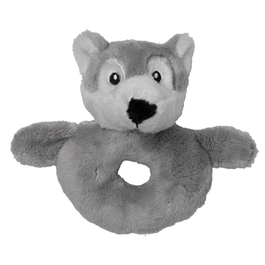 Nature Planet wolf rammelaar - pluche - 10 x 15 cm - baby speelgoed