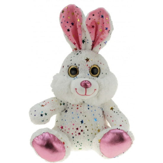Pluche witte paashaas knuffel - sterretjes - 25 cm