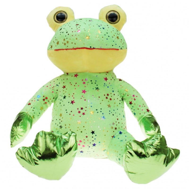 Pluche groene kikker knuffel - glitters - 30 cm - speelgoed