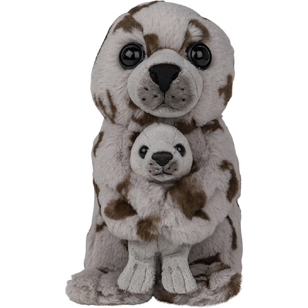 Pluche zeehond familie knuffels - grijs - 22 cm