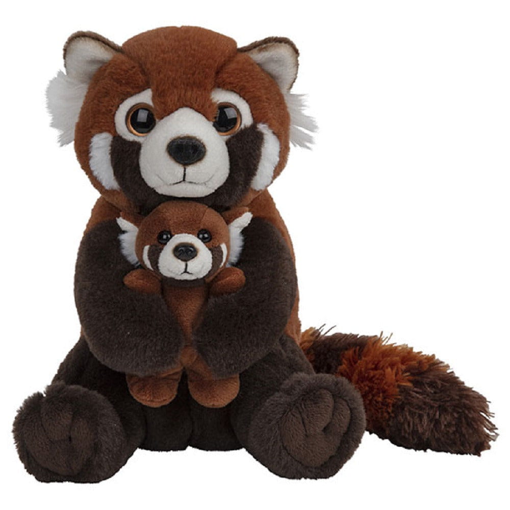 Nature Planet rode panda familie knuffel - pluche - 22 cm - bosdier