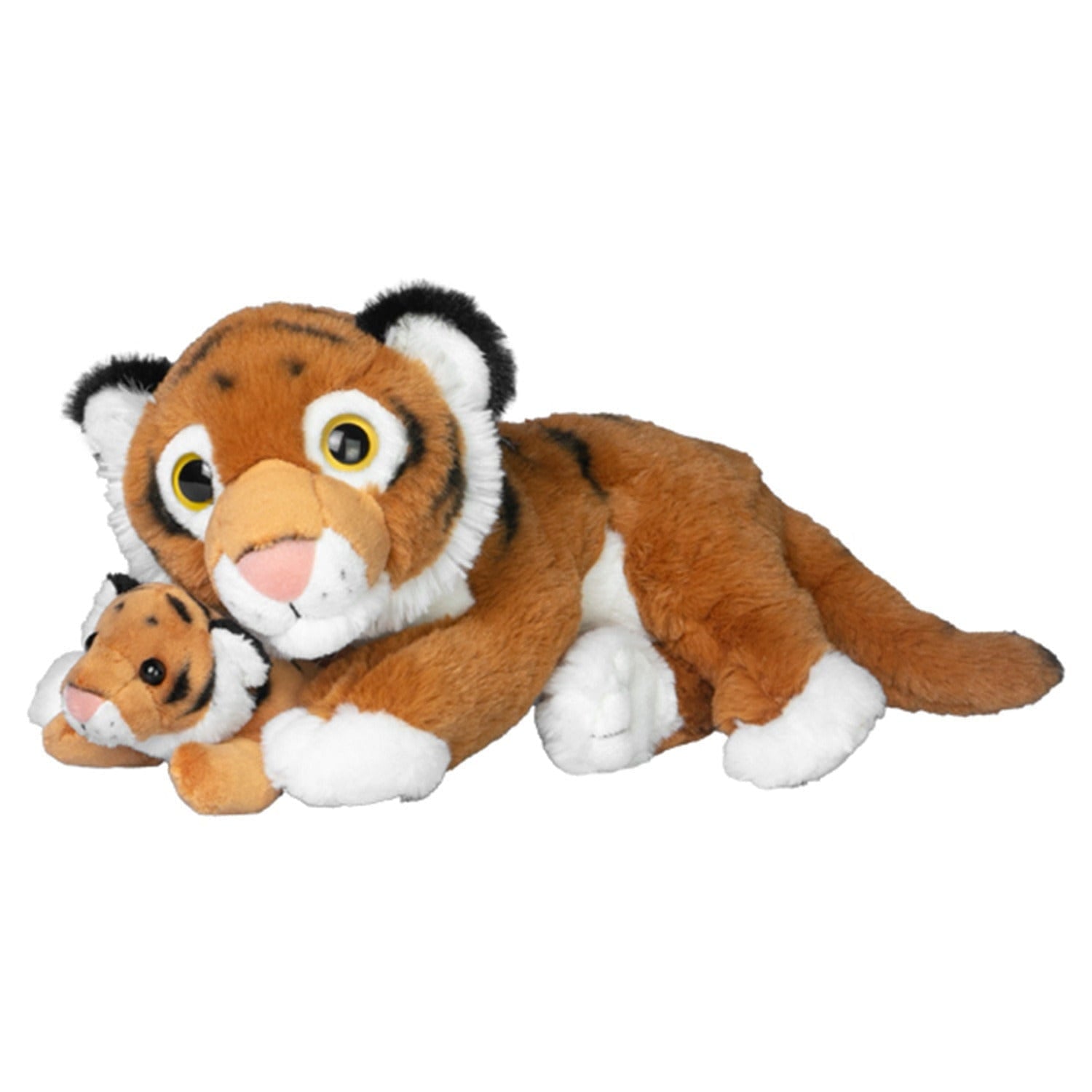Nature Planet tijger knuffel - pluche - 22 cm - moeder en jong