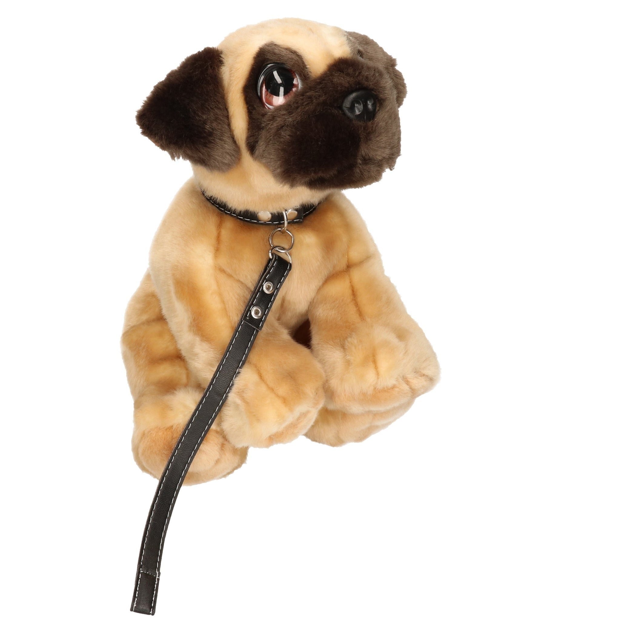 Keel Toys mopshond knuffel - pluche - met riem - 30 cm