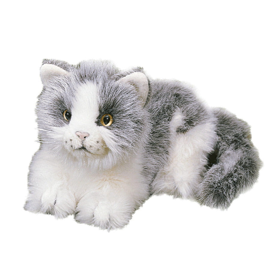 Grijze en witte kat knuffel - pluche - 20 cm - poes