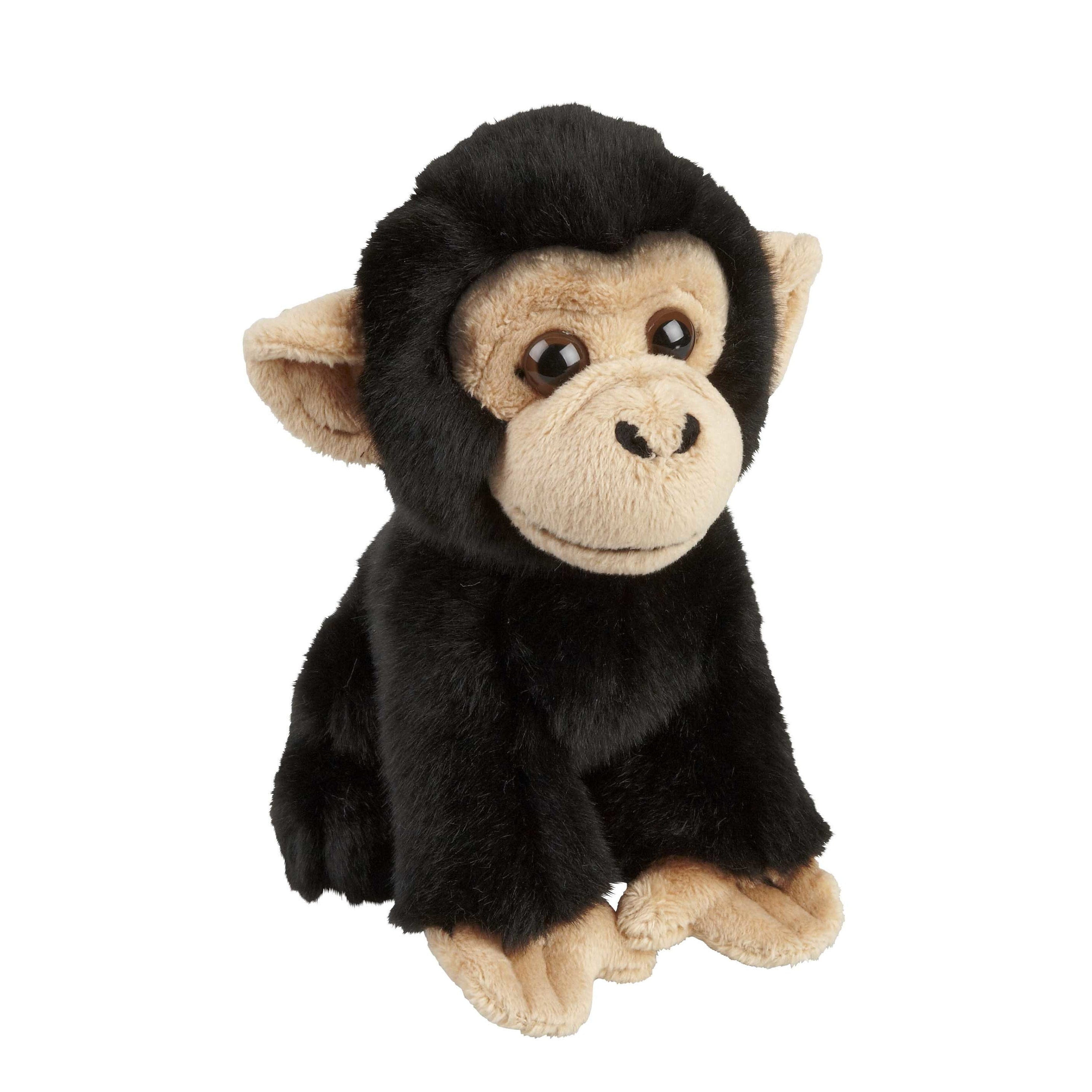 Chimpansee knuffel - pluche - zwart - 18 cm - aap