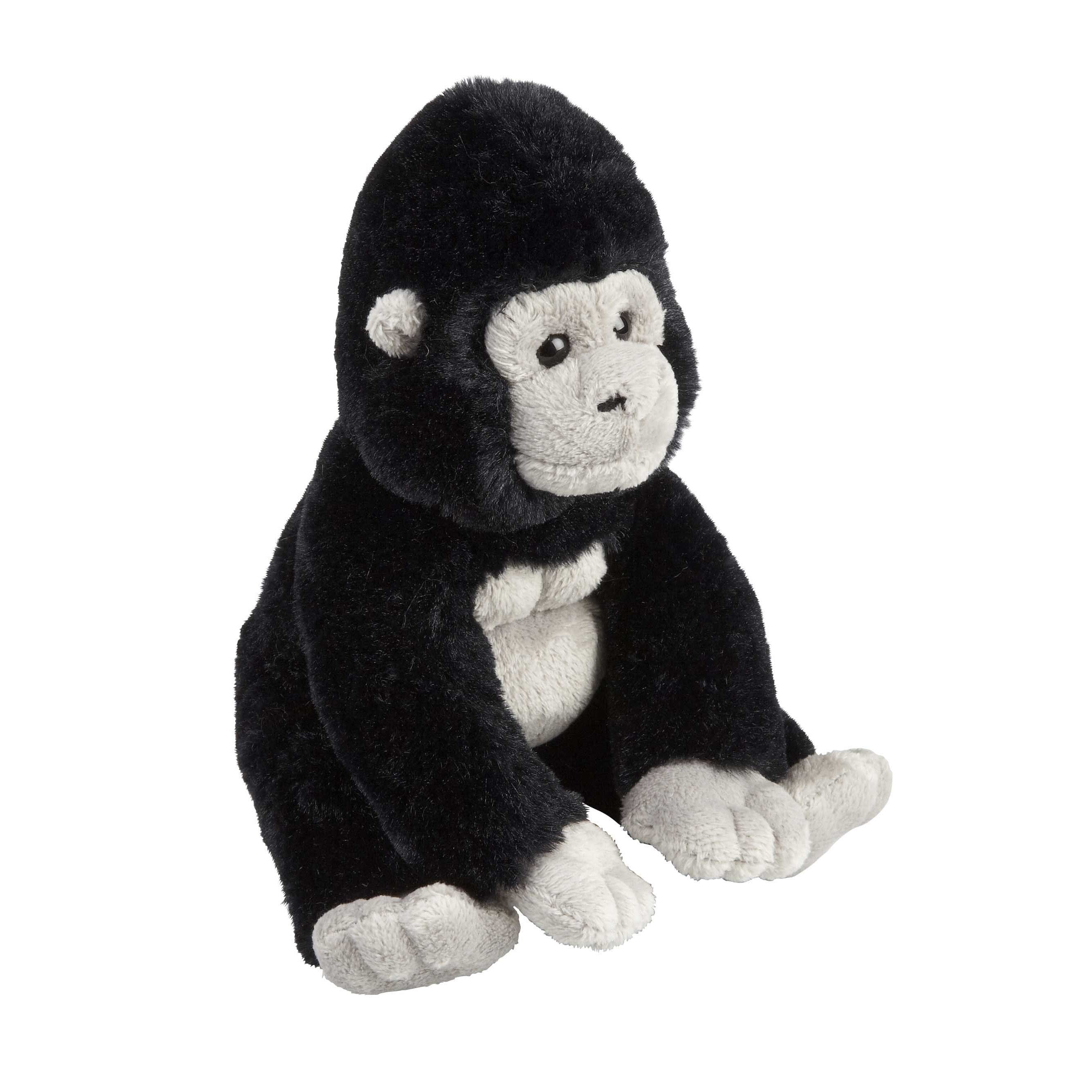 Ravnesden gorilla knuffel - pluche - zwart/grijs - 18 cm