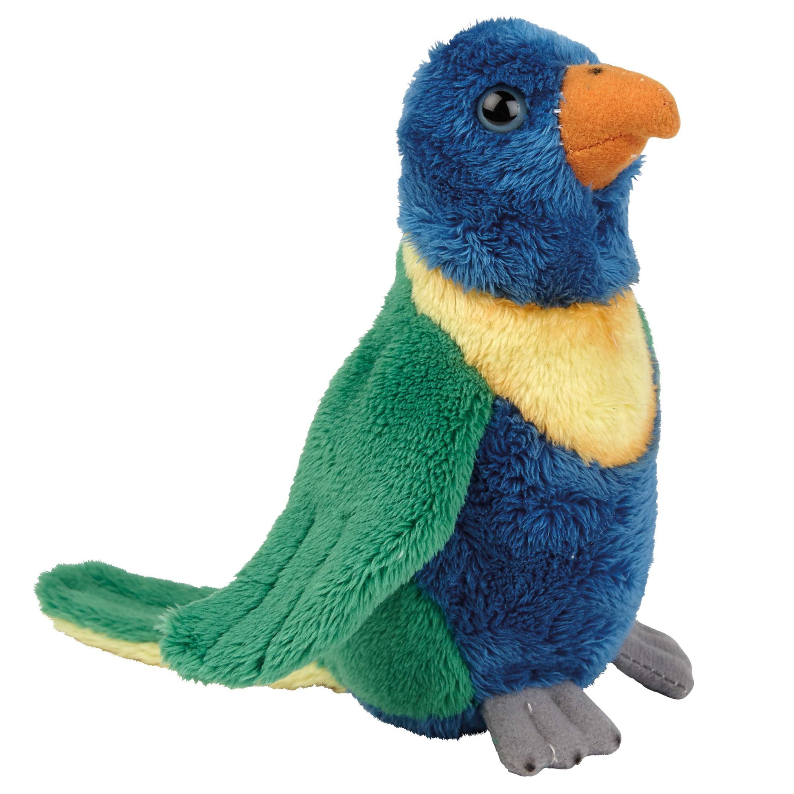 Lori parkiet knuffel - pluche - blauw/groen - 15 cm - tropische vogel