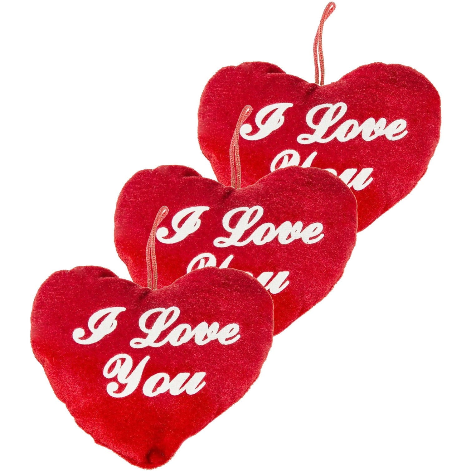 Hart kussen - pluche - rood - I Love You - 13 cm - Valentijn cadeau