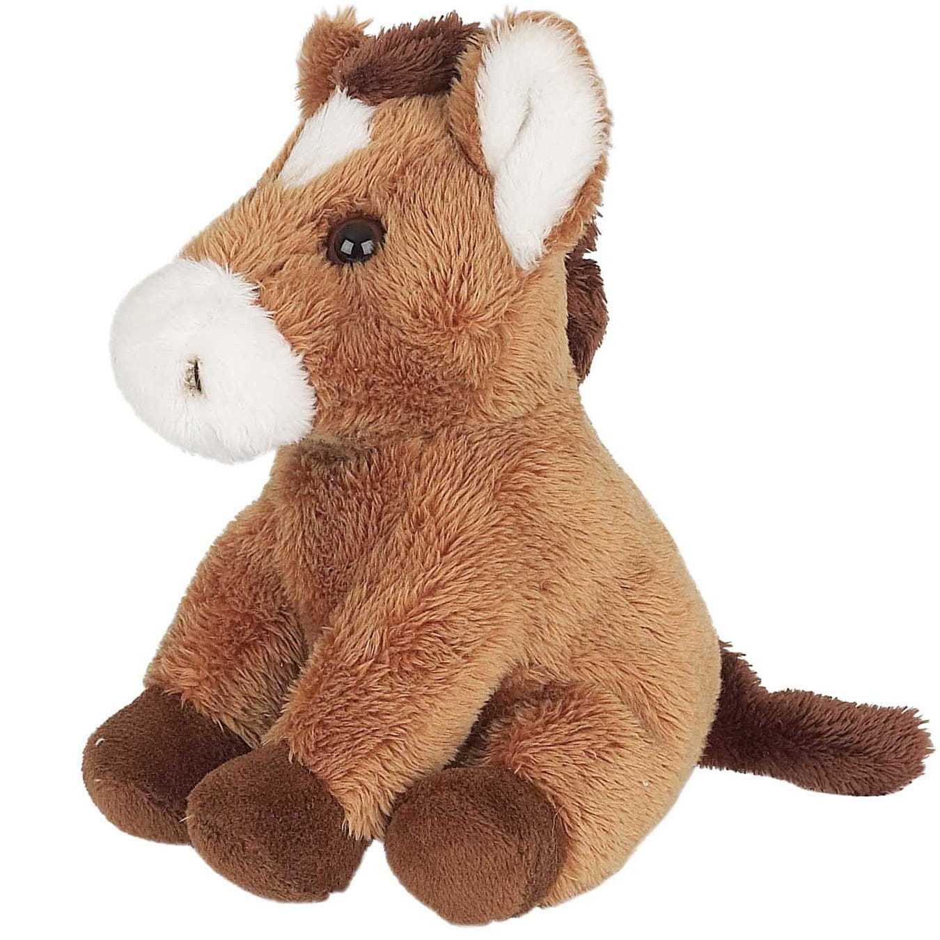 Paardje knuffel - pluche - 15 cm - lichtbruin - boerderijdier