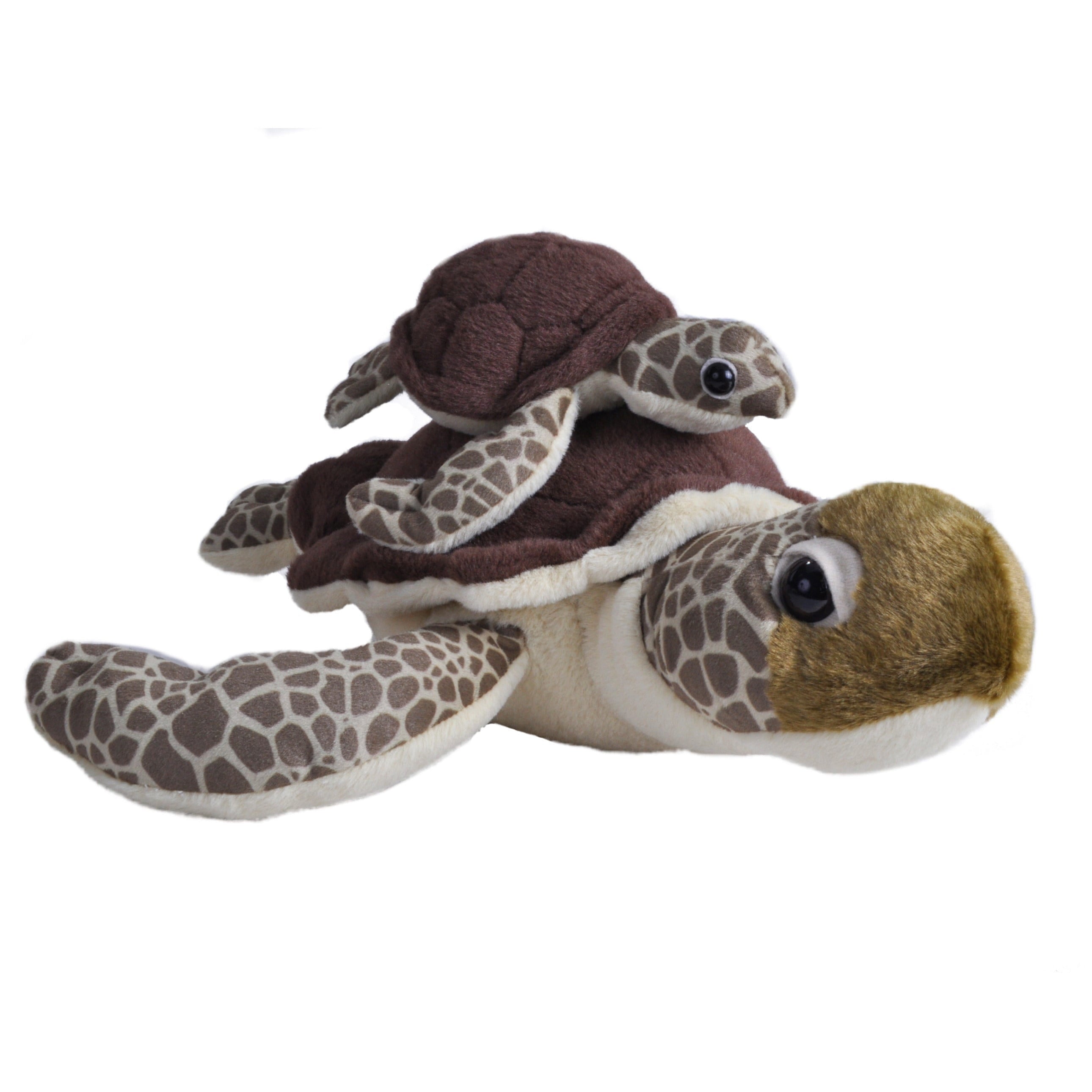 Wild Republic zeeschildpad knuffel - pluche - 36 cm - moeder en kind