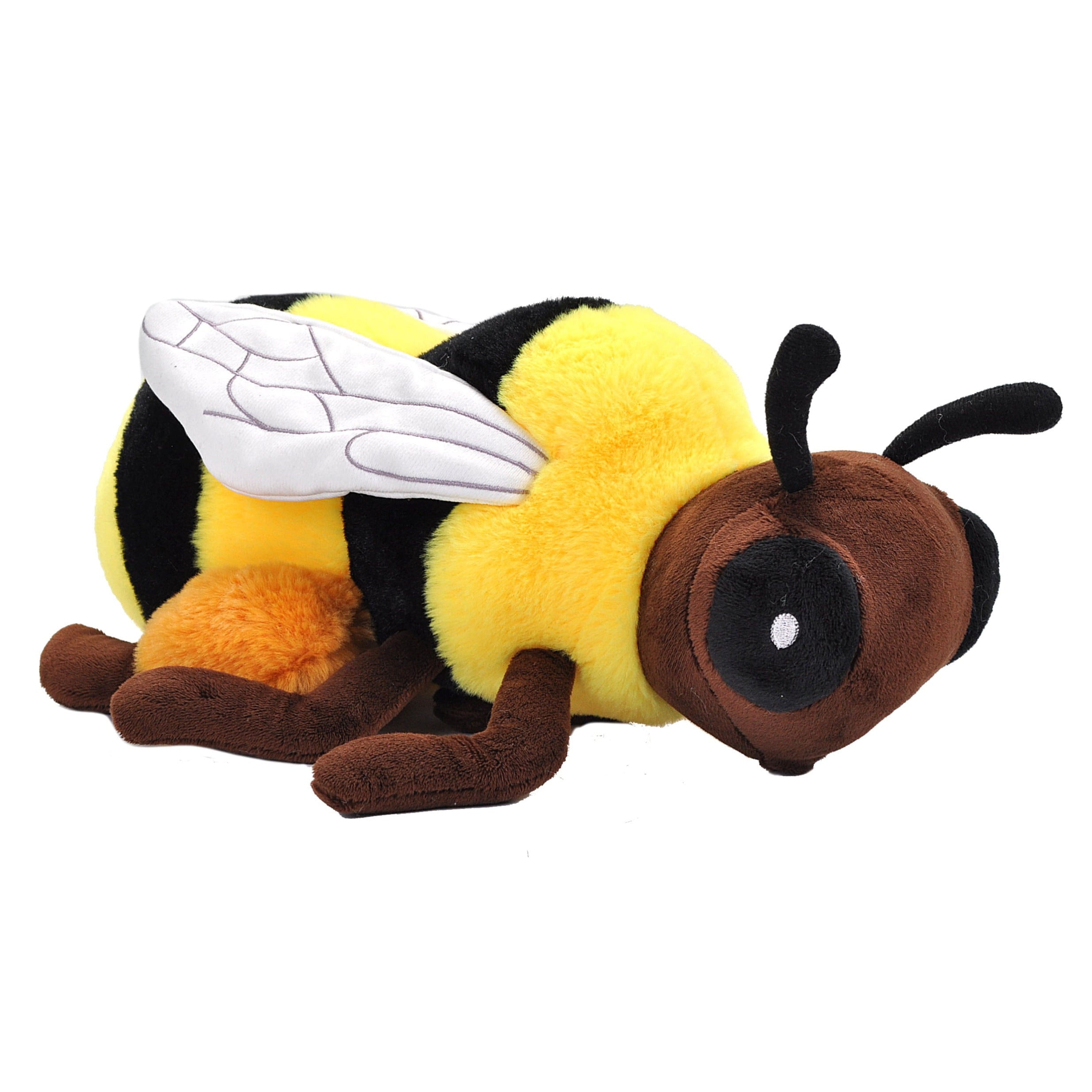 Eco-kins honingbij knuffel - pluche - zwart/geel - 30 cm