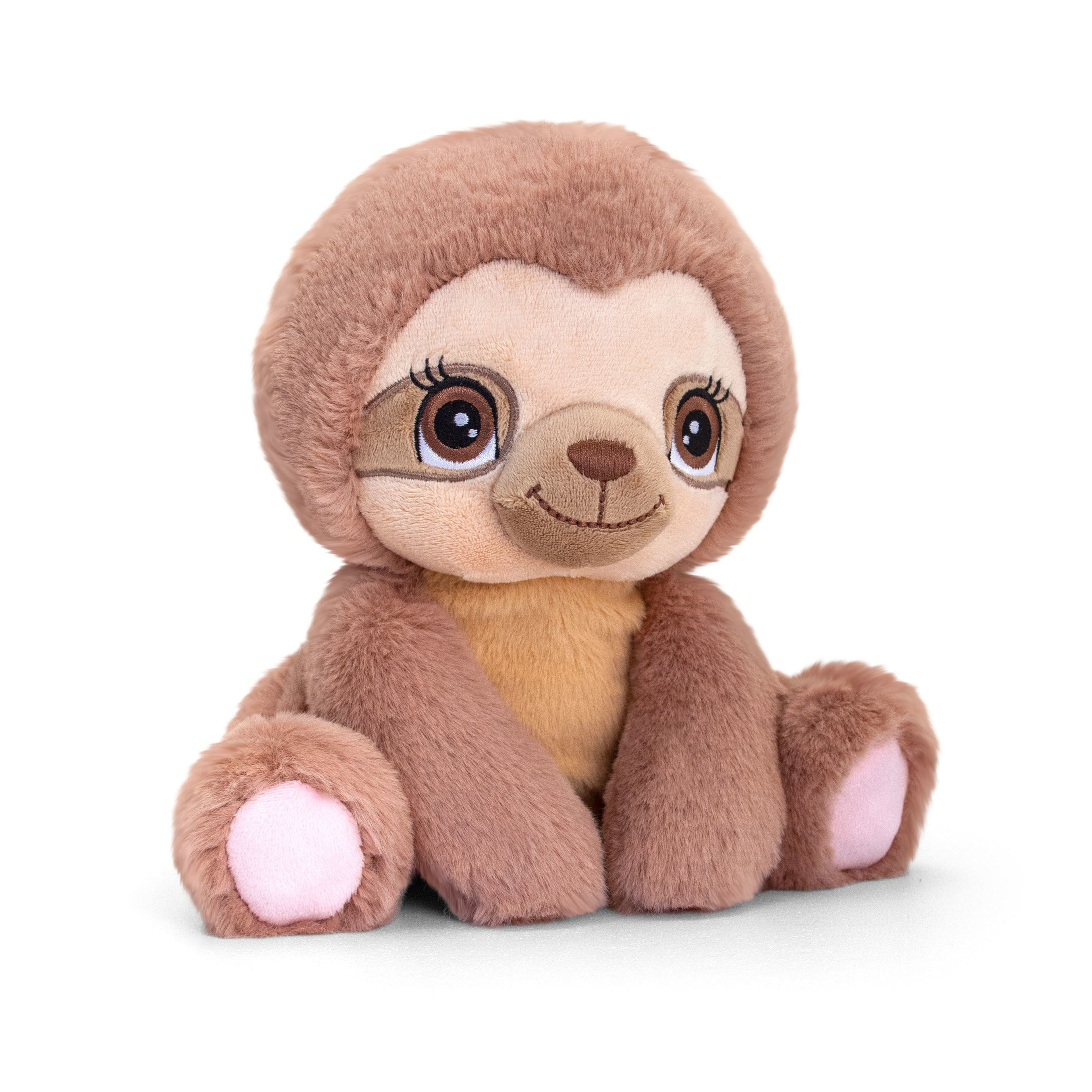 Pluche luiaard knuffel - geborduurde ogen - 16 cm