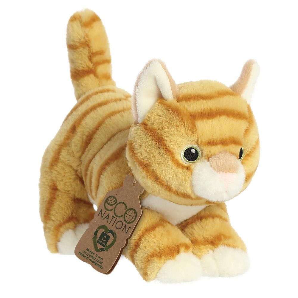 Lapjes kat knuffel - pluche - oranje - 21 cm - cadeau