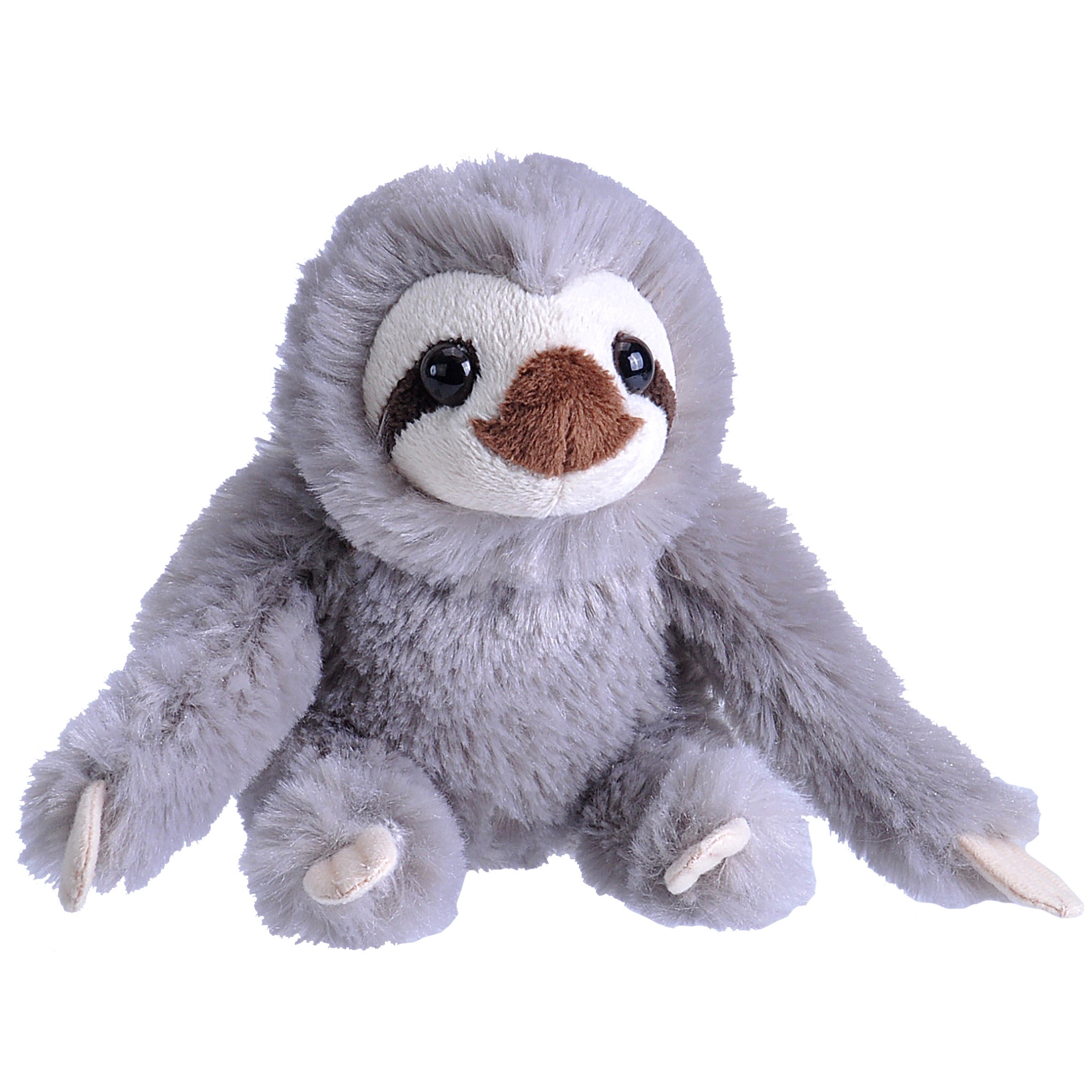 Wild Republic luiaard knuffel - grijs pluche - 13 cm - dierenknuffel