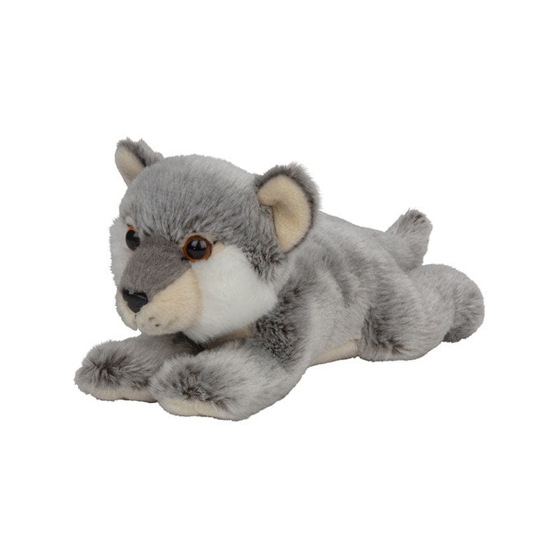 Nature Planet wolf knuffel - liggend - pluche - 33 cm - baby