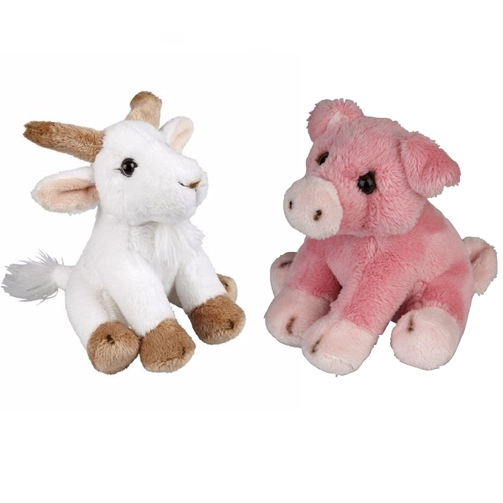 Boerderij dieren knuffels - pluche - varken en geit - 15 cm